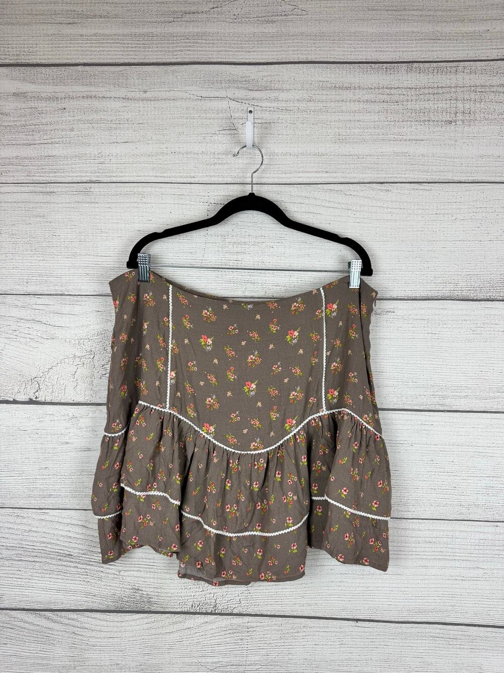 Forever 21 Plus Size Brown Floral Tiered Skirt Size 1X